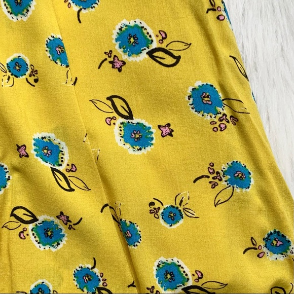 SOLD-Urban Outfitters Floral Yellow Mini Skater Skirt - Picture 5 of 9